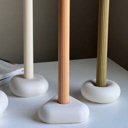 Geometric Jesmonite Candlestick Holder Minimalist Table Decor - thumbnail 2