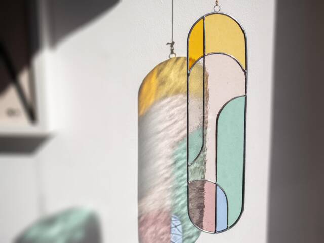 Modern Stained Glass Suncatcher 13x3, 5 Inch , Window Decoration, Wall Hanging - image 1