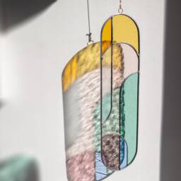 Modern Stained Glass Suncatcher 13x3, 5 Inch , Window Decoration, Wall Hanging - thumbnail 2