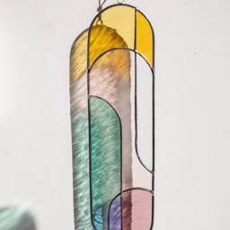 Modern Stained Glass Suncatcher 13x3, 5 Inch , Window Decoration, Wall Hanging - thumbnail 3