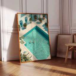Swimming Poster, Retro Print, Beachy Wall Art, Blue Summer Ocean Dopamine Decor, Beach Coastal Decor - thumbnail 3