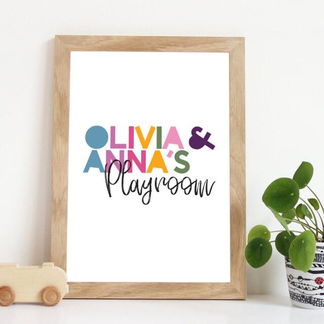 Playroom Prints, Wall Art, Girls Bedroom Sisters Print, Kids Room, Decor, Play All Day A3, A4, A5, 8x10, 11x14 - image 1