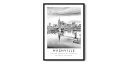 Nashville Skyline Print Black & White American Travel Poster - thumbnail 1