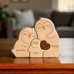 Personalised Penguin Family Puzzle, New Baby Gift Ideas, Anniversary, Christmas Present, Shower, Of 2-5 Keepsake, Nursery Decor - thumbnail 2