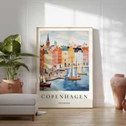 Copenhagen Print Scandinavian Cityscape Travel Poster - thumbnail 3