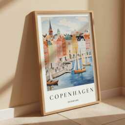 Copenhagen Print Scandinavian Cityscape Travel Poster - thumbnail 2