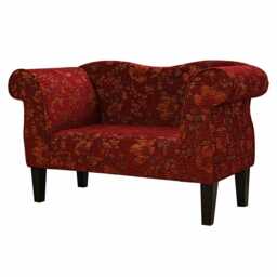 Small Floral Wine Chaise Sofa - Red Vintage Chair Handmade in Britain - thumbnail 1