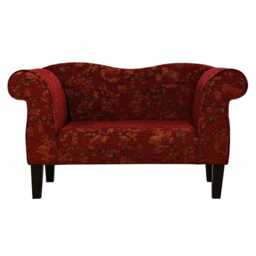 Small Floral Wine Chaise Sofa - Red Vintage Chair Handmade in Britain - thumbnail 2