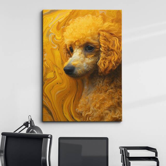Yellow Poodle Animal Painting Framed Poster Print Or Canvas Wall Decor Art Bedroom Home Interior Gift For Pet Lover - image 1