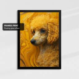 Yellow Poodle Animal Painting Framed Poster Print Or Canvas Wall Decor Art Bedroom Home Interior Gift For Pet Lover - thumbnail 2