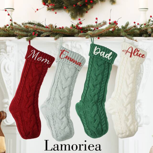 Personalized Christmas Stockings, 2026 Embroidered Stocking With Names, Christmas Gift, Knit Holiday Stockings - image 1