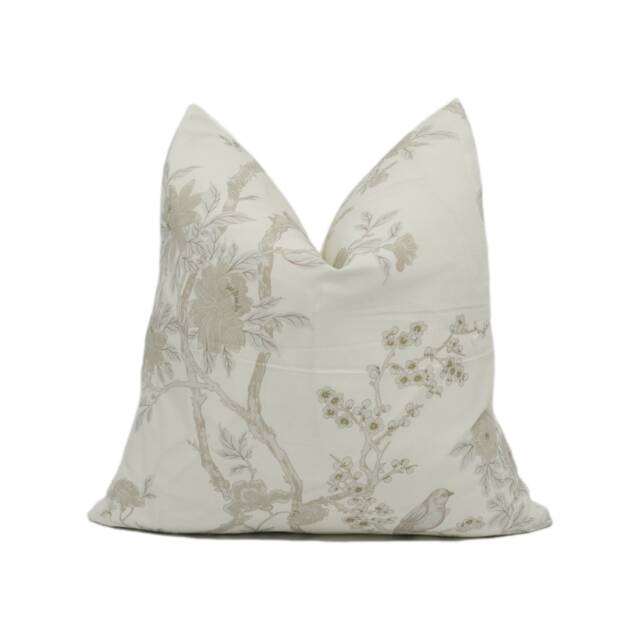 Ralph Lauren - Marlowe Floral Silk Silver Chic Tree Foliage & Birds Cushion Cover Handmade Throw Pillow Designer Home D??cor - image 1
