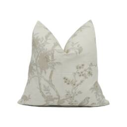 Ralph Lauren - Marlowe Floral Silk Silver Chic Tree Foliage & Birds Cushion Cover Handmade Throw Pillow Designer Home D??cor - thumbnail 1