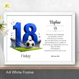 18Th Birthday Print For Nephew Personalised Blue Football Team Wall Art Gift - A4/A3 - thumbnail 2