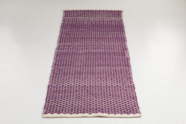 Handwoven Cotton Runner Rug Blackberry White Geometric Design/Kitchen Rug - image 1