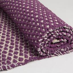 Handwoven Cotton Runner Rug Blackberry White Geometric Design/Kitchen Rug - thumbnail 3