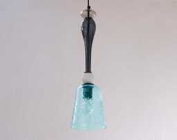 Ready in Stock Murano Blown Glass Pendant Lamp, Slate Blue, White & Aquamarine Made Italy Handmade Design Chandelier - thumbnail 1