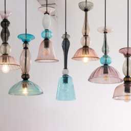 Ready in Stock Murano Blown Glass Pendant Lamp, Slate Blue, White & Aquamarine Made Italy Handmade Design Chandelier - thumbnail 2