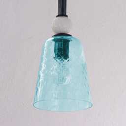Ready in Stock Murano Blown Glass Pendant Lamp, Slate Blue, White & Aquamarine Made Italy Handmade Design Chandelier - thumbnail 3