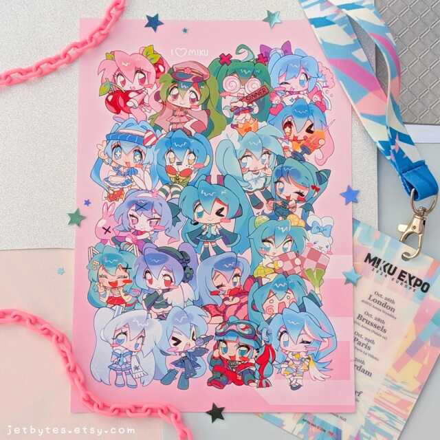 Hatsune Miku A4/A5 Print Chibi Vocaloid, Mesmerizer, Rotten Girl, Vampire - image 1