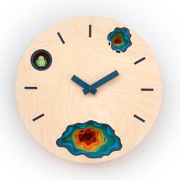 Artistic Cuckoo Clock, Modern Wooden Wall Art, Colorful Layered Design - thumbnail 3