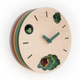 Artistic Cuckoo Clock, Modern Wooden Wall Art, Colorful Layered Design - thumbnail 2