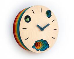 Artistic Cuckoo Clock, Modern Wooden Wall Art, Colorful Layered Design - thumbnail 1