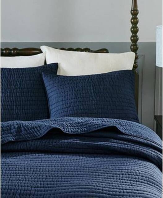 Solid Blue Dye Kantha Quilt, Home Decor Quilt, Beautiful Indian Handmade Kantha Quilt, Cotton Bedcover, Perfect Bed Matching Bedspread - image 1