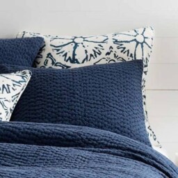 Solid Blue Dye Kantha Quilt, Home Decor Quilt, Beautiful Indian Handmade Kantha Quilt, Cotton Bedcover, Perfect Bed Matching Bedspread - thumbnail 3