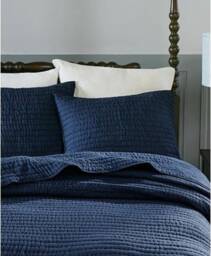 Solid Blue Dye Kantha Quilt, Home Decor Quilt, Beautiful Indian Handmade Kantha Quilt, Cotton Bedcover, Perfect Bed Matching Bedspread - thumbnail 1