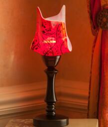 Fused Glass Table Lamp, Amore Red Romantic Handmade, Art Shade