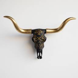 Faux Taxidermy Carved Texas Longhorn Skull Wall Mount - Decor Dtl170808 - thumbnail 1