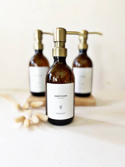 Amber Glass Refillable Bottle 300Ml, Shampoo, Body Wash, Conditioner, Soap Dispenser, Dish - image 1