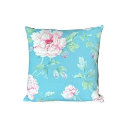 534. Big Flowers On Duck Egg Blue 100% Cotton Cushion Cover - thumbnail 2