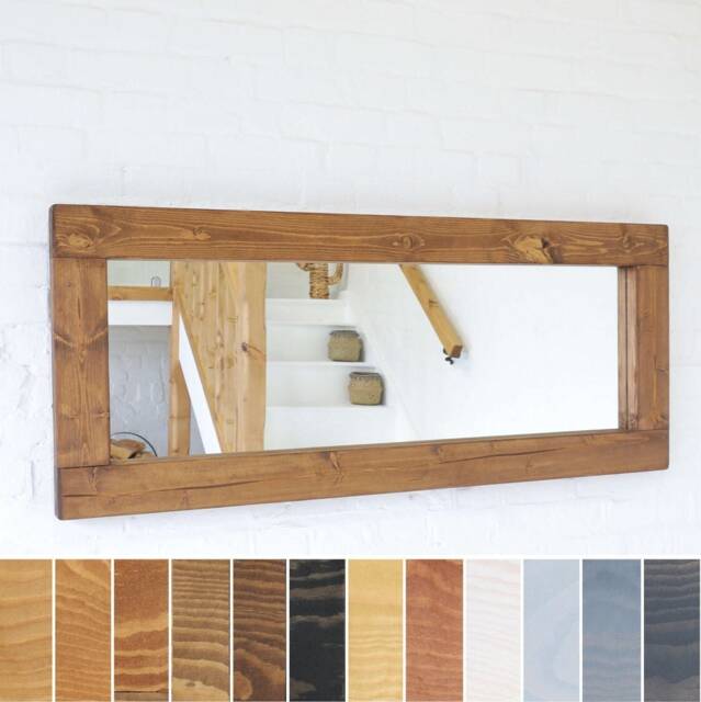 Wood Mirror - 10cm X 5cm Main Image Deep Oak Smooth Design Chunky Driftwood Style Chic Dark - image 1