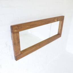 Wood Mirror - 10cm X 5cm Main Image Deep Oak Smooth Design Chunky Driftwood Style Chic Dark - thumbnail 3