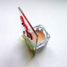 Fused Glass Poppy Tealight Holder Red Floral Candle Decor - thumbnail 3