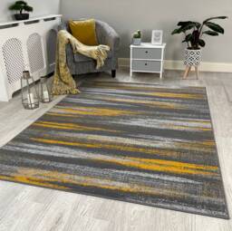 New Modern Ochre Mustard Gold Small Large Grey Floor Carpets Rugs Mats Cheap - thumbnail 1