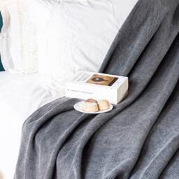55''83'' Dark Gray Stonewashed Throw Blanket, Turkish Cotton Couch Couch, Sofa Cover, Bed Spread, Porch Cozy Blanket - thumbnail 2