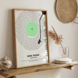 Custom Song Lyrics Vinyl Record Print, Personalized Music Art