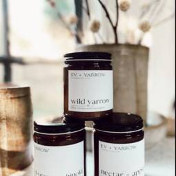 8Oz Refillable Wooden Wick Candle Clean Burn Apricot Coconut Soy Wax Anthro Farmhouse Apothecary - thumbnail 2