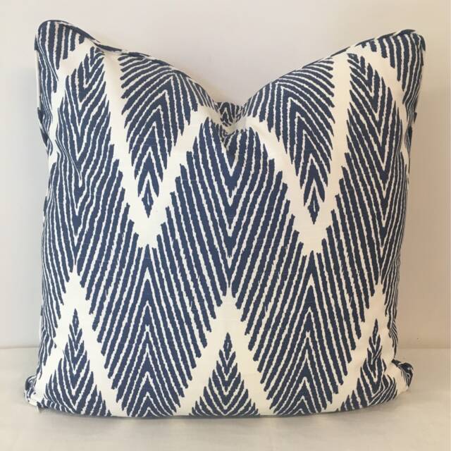 Decorative Cushion Cover - Throw Pillow Accent - Lacefield Bali Chevron Navy Chalk - image 1