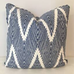 Decorative Cushion Cover - Throw Pillow Accent - Lacefield Bali Chevron Navy Chalk - thumbnail 1