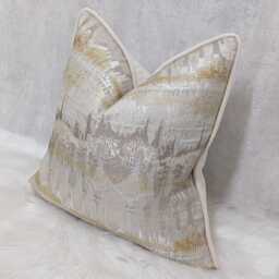 Cream & Gold Piped Cushion Cover, Inca Decorative Pillow Design, , Sofa Throw Bed Cover - thumbnail 3