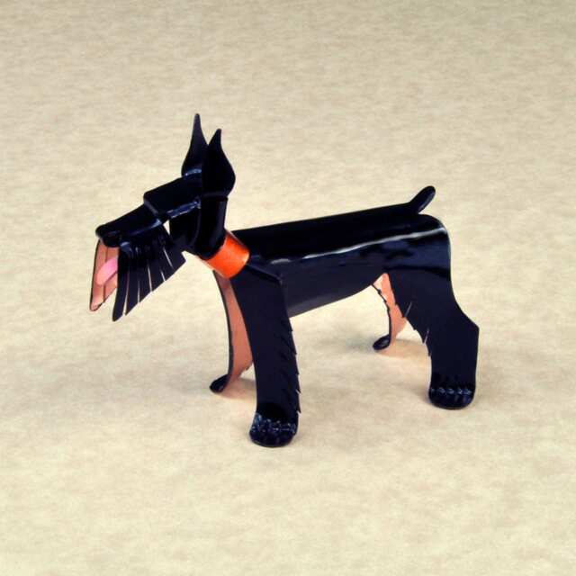 Black Giant Schnauzer Handmade Copper Sculpture, Collectible Miniature Dog Art Figurine - image 1