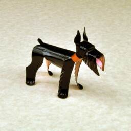 Black Giant Schnauzer Handmade Copper Sculpture, Collectible Miniature Dog Art Figurine - thumbnail 3