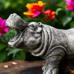 Hippo Statue Concrete Hippopotamus Sculpture Stone Hippo Decor Handmade Figurine Outdoor Yard Art Animal Lover Gift Garden Ornament - thumbnail 2