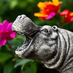 Hippo Statue Concrete Hippopotamus Sculpture Stone Hippo Decor Handmade Figurine Outdoor Yard Art Animal Lover Gift Garden Ornament - thumbnail 4