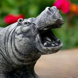 Hippo Statue Concrete Hippopotamus Sculpture Stone Hippo Decor Handmade Figurine Outdoor Yard Art Animal Lover Gift Garden Ornament - thumbnail 3