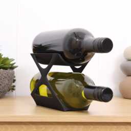 Edgy 2-Bottle Wine Rack Modern Countertop Storage